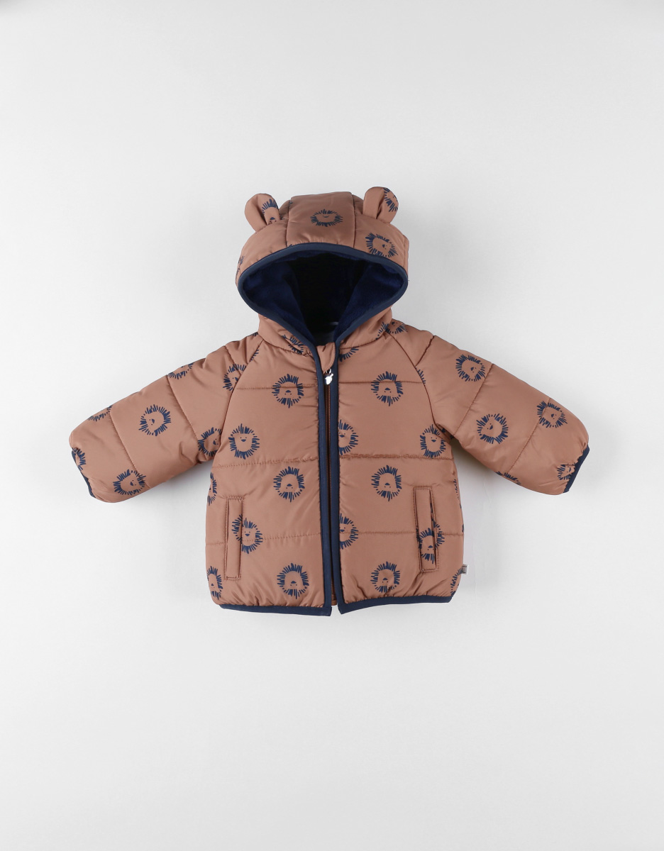 Veste déperlante lion doublée de Groloudoux, caramel/bleu marine