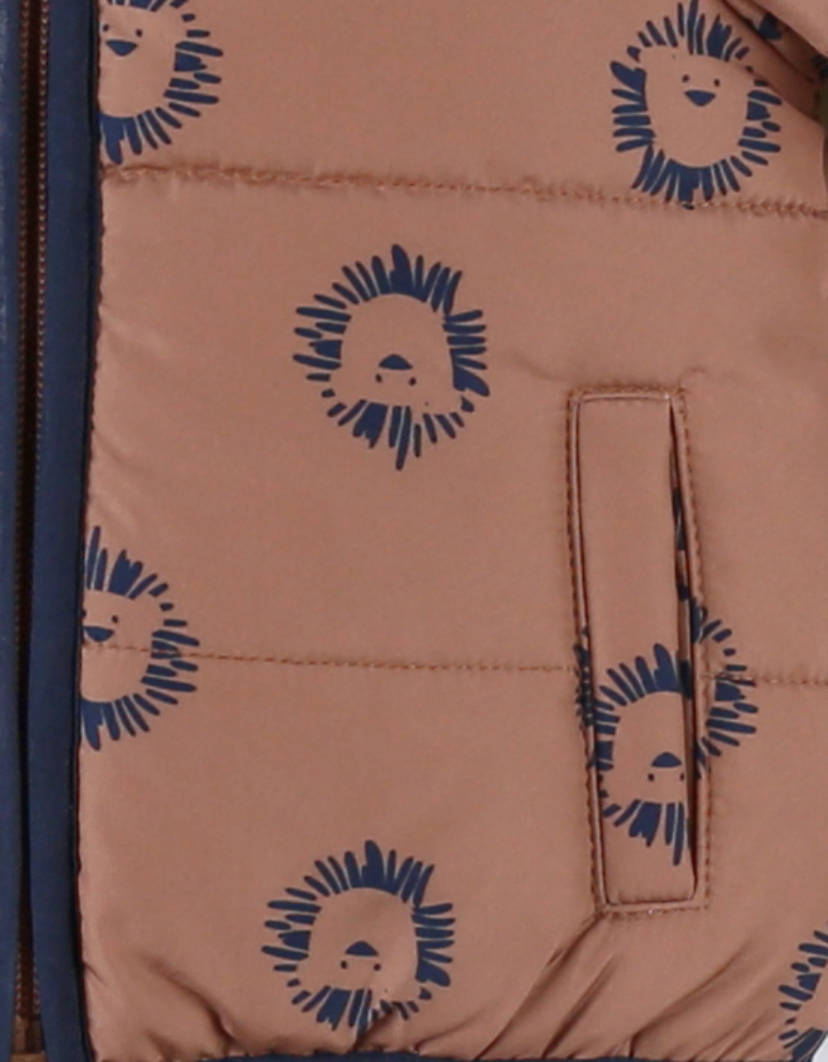 Veste déperlante lion doublée de Groloudoux, caramel/bleu marine