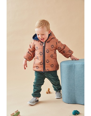 Lion waterproof jacket with Groloudoux lining, caramel/navy blue