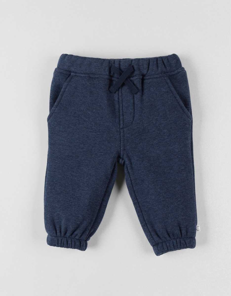 Pantalon jogging en Sweatoloudoux, bleu marine chiné