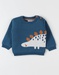 Knitted jumper with dinosaur, duck green