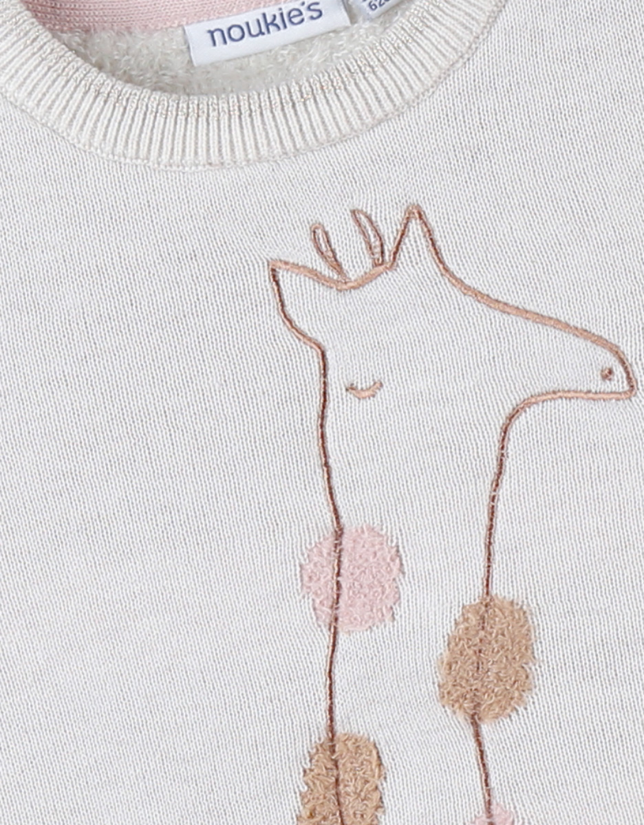 Pull girafe en tricot, beige chiné