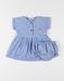 Gestreepte jurk + bloomer set, blauw/ecru