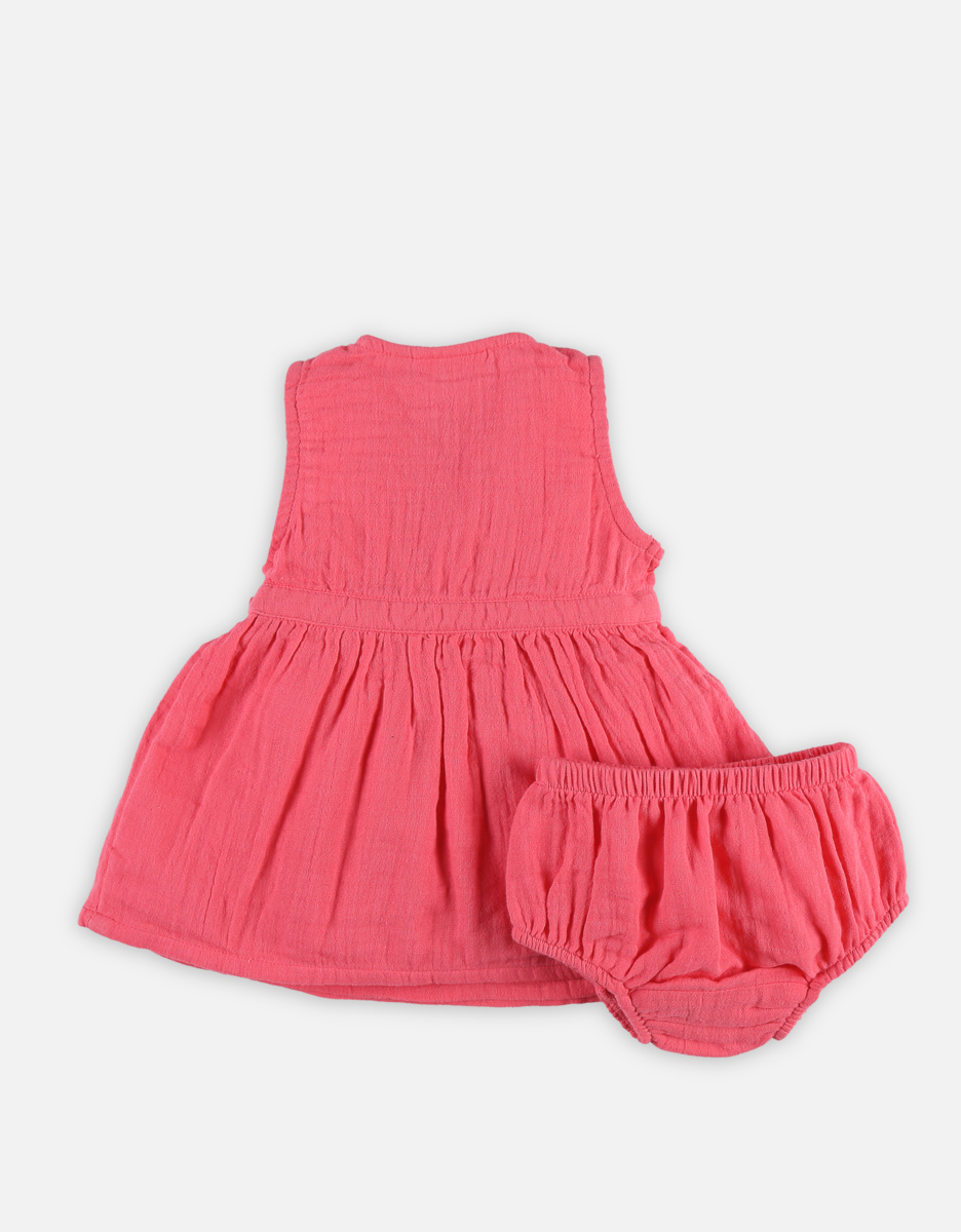 Dress + bloomer in organic cotton, pink
