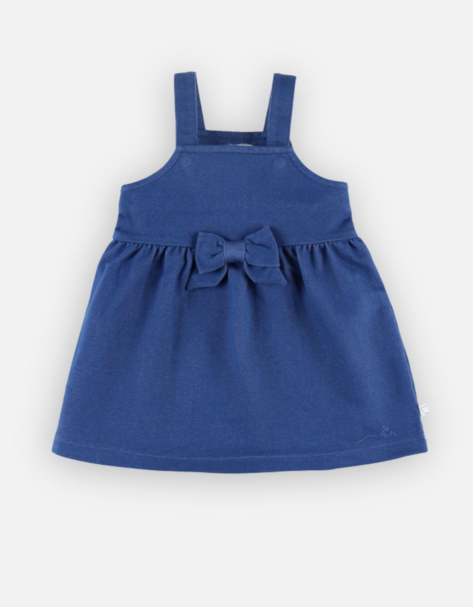 Denim jurk + t-shirt set, ecru/donkerblauw