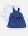 Denim jurk + t-shirt set, ecru/donkerblauw