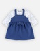 Denim jurk + t-shirt set, ecru/donkerblauw