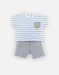 Katoenen t-shirt + short set, ecru/grijs