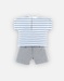 Katoenen t-shirt + short set, ecru/grijs