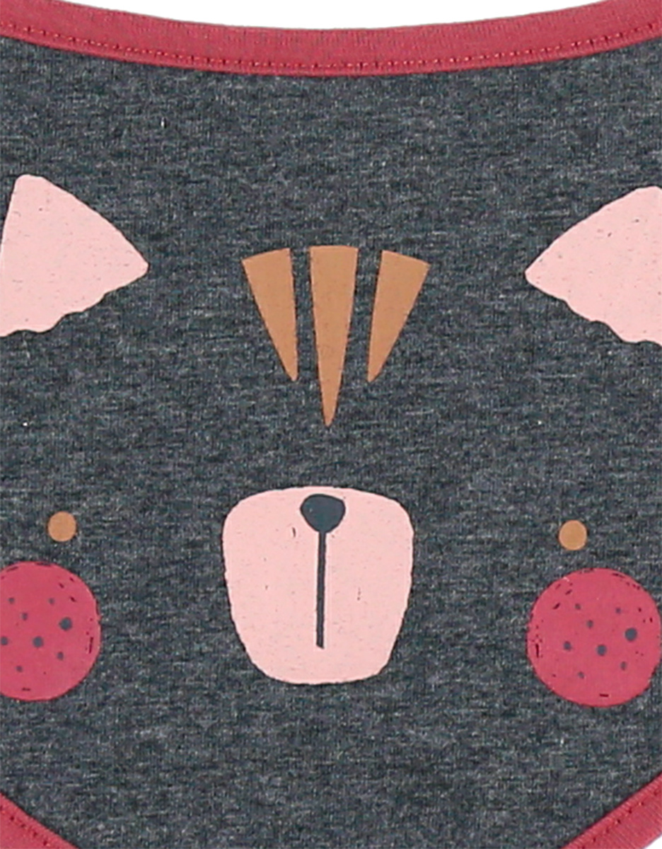 Set de 2 bavoirs bandana en coton, gris et écru/rose