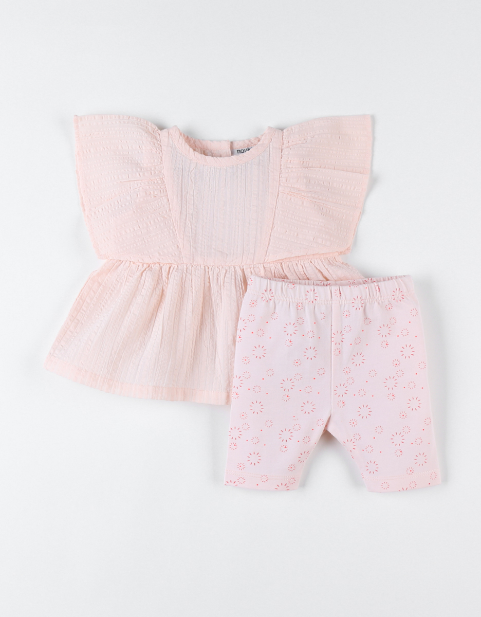 Set blouse + legging à imprimé, rose clair