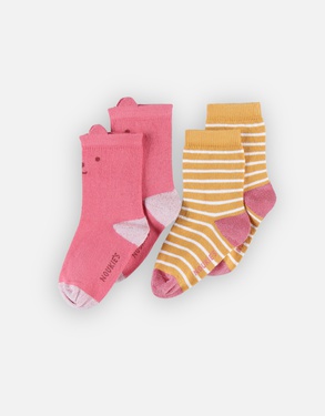Pack of 2 pairs of socks, pink.yellow