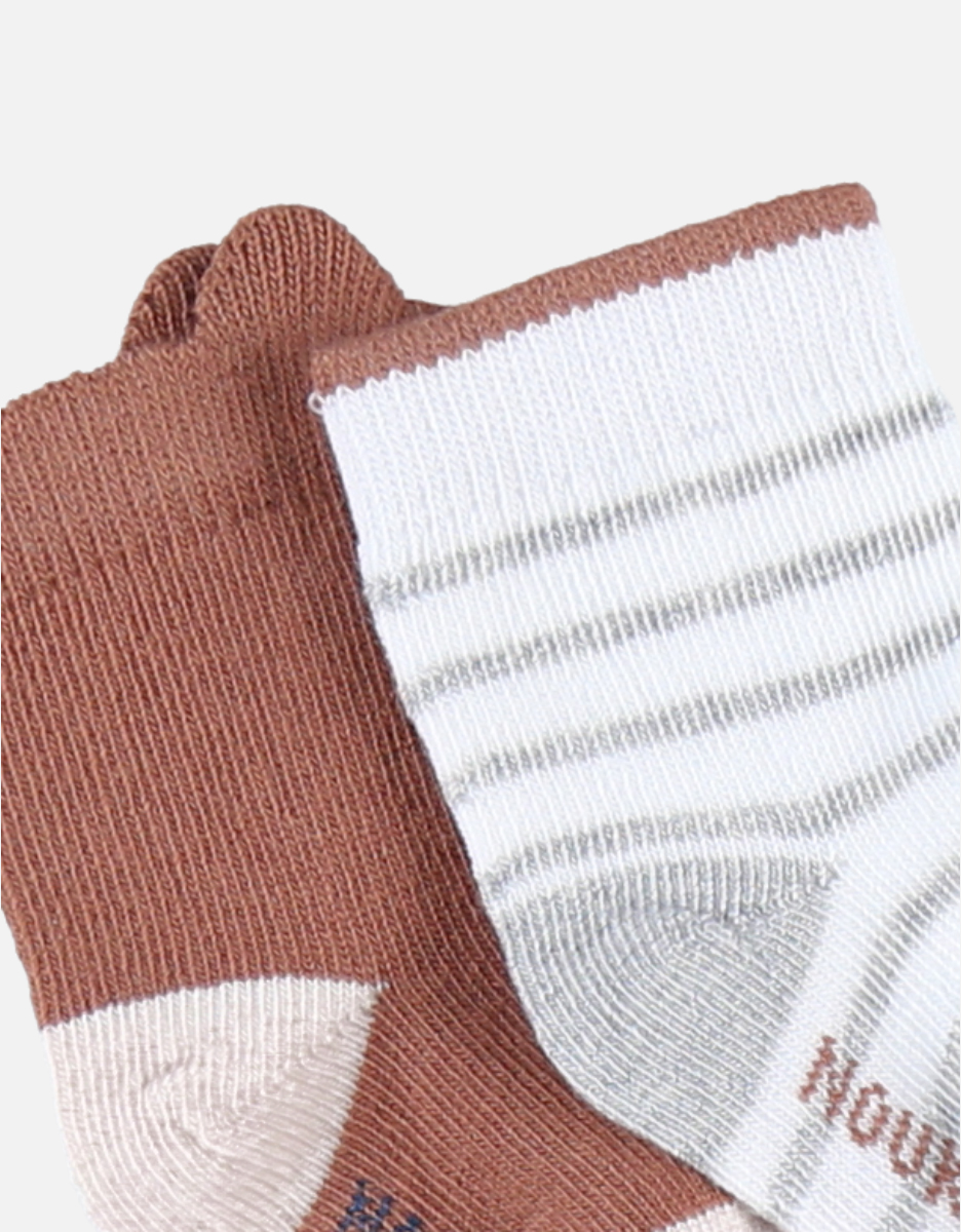 Pack of 2 pairs of socks, caramel/off-white