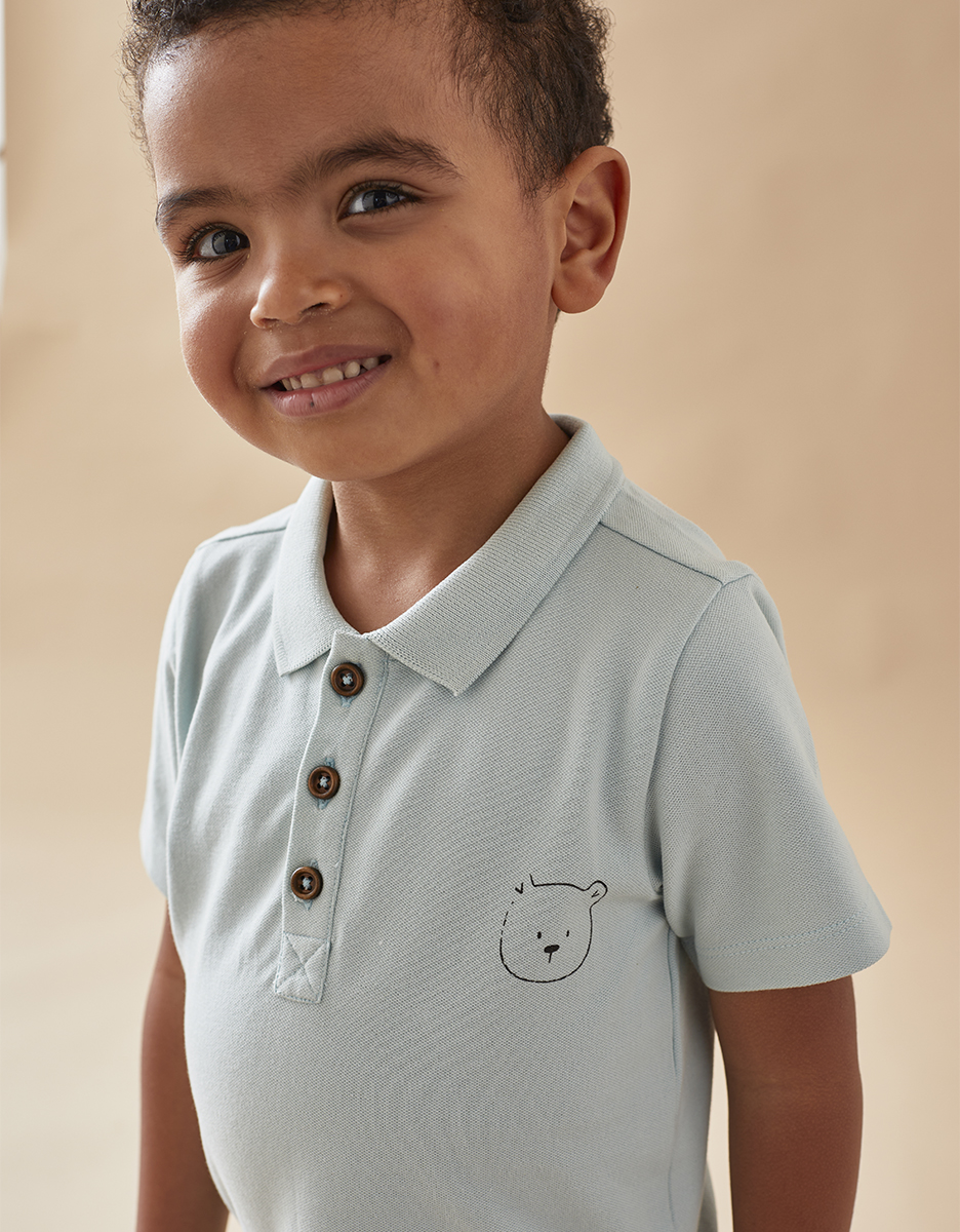 Lot polo + short, aqua/caramel