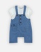 Denim tuinbroek set, ecru/donkerblauw