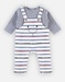 Striped dungarees set, off-white/grey