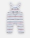 Striped dungarees set, off-white/grey