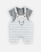 Striped dungarees set with Nouky, off-white/grey