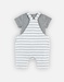 Striped dungarees set with Nouky, off-white/grey