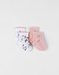 Set of 2 pairs of socks in jersey/light pink/ecru