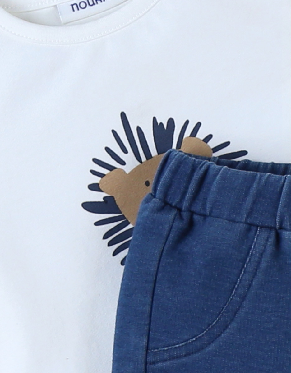 2-delige set met legging en T-shirt met leeuw/denim