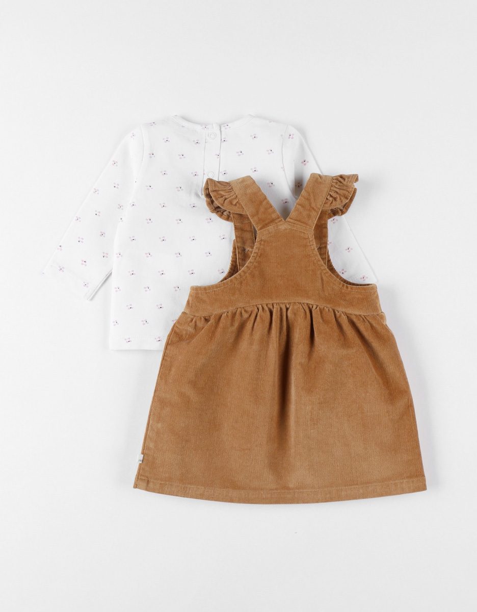 Set with floral and caramel-coloured dress + T-shirt
