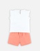 Set t-shirt ecru et short pêche en coton BIO