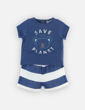 Organic cotton t-shirt + shorts set, blue