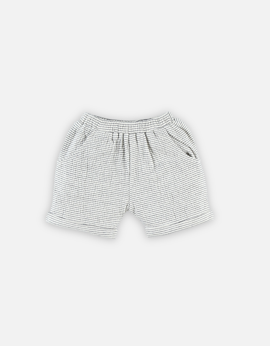 Off-white t-shirt and striped cotton shorts set