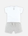 Off-white t-shirt and striped cotton shorts set