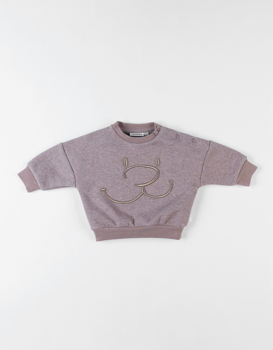 Sweater uit sweatoloudoux met Nouky, gemêleerd antraciet