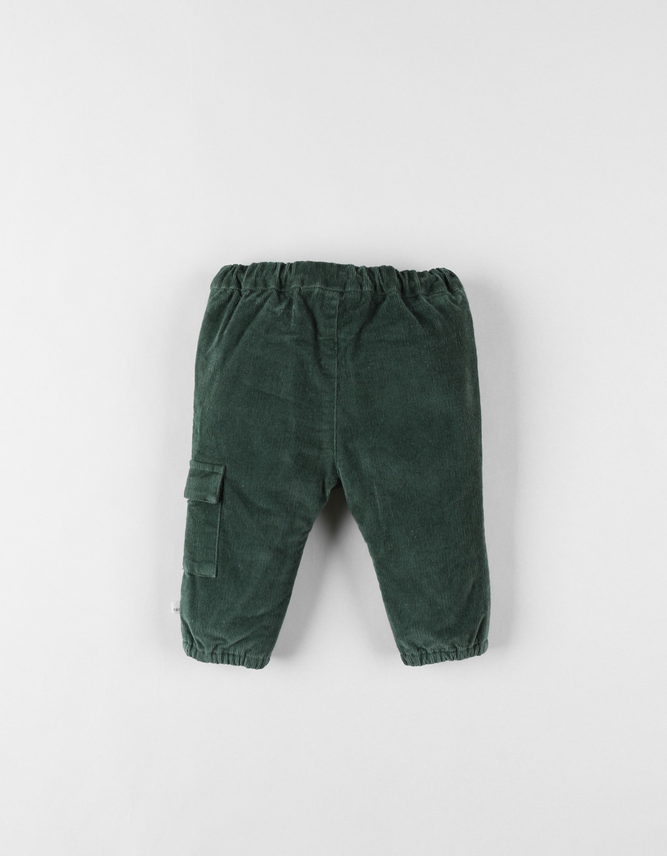 Ribbed velvet trousers, dark green