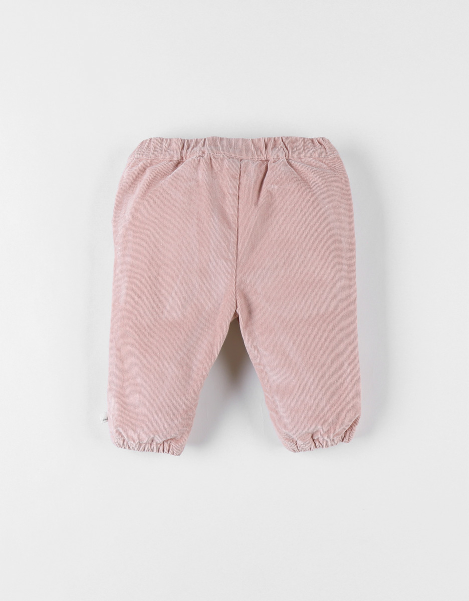 Trousers in ribbed velvet, pink