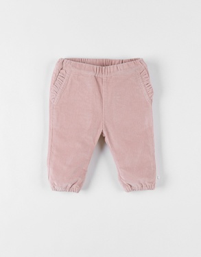 Trousers in ribbed velvet, pink