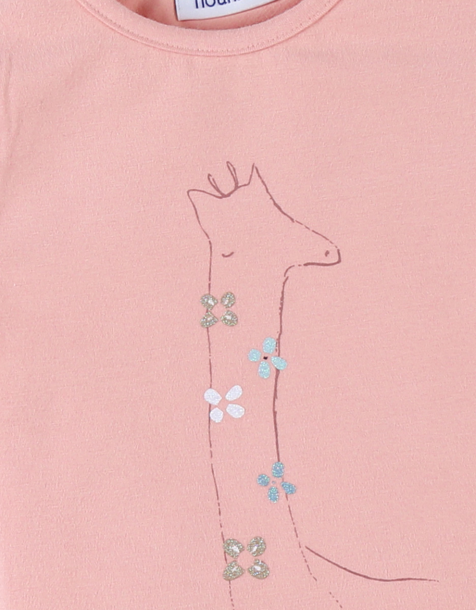 T-shirt met girafje, blush