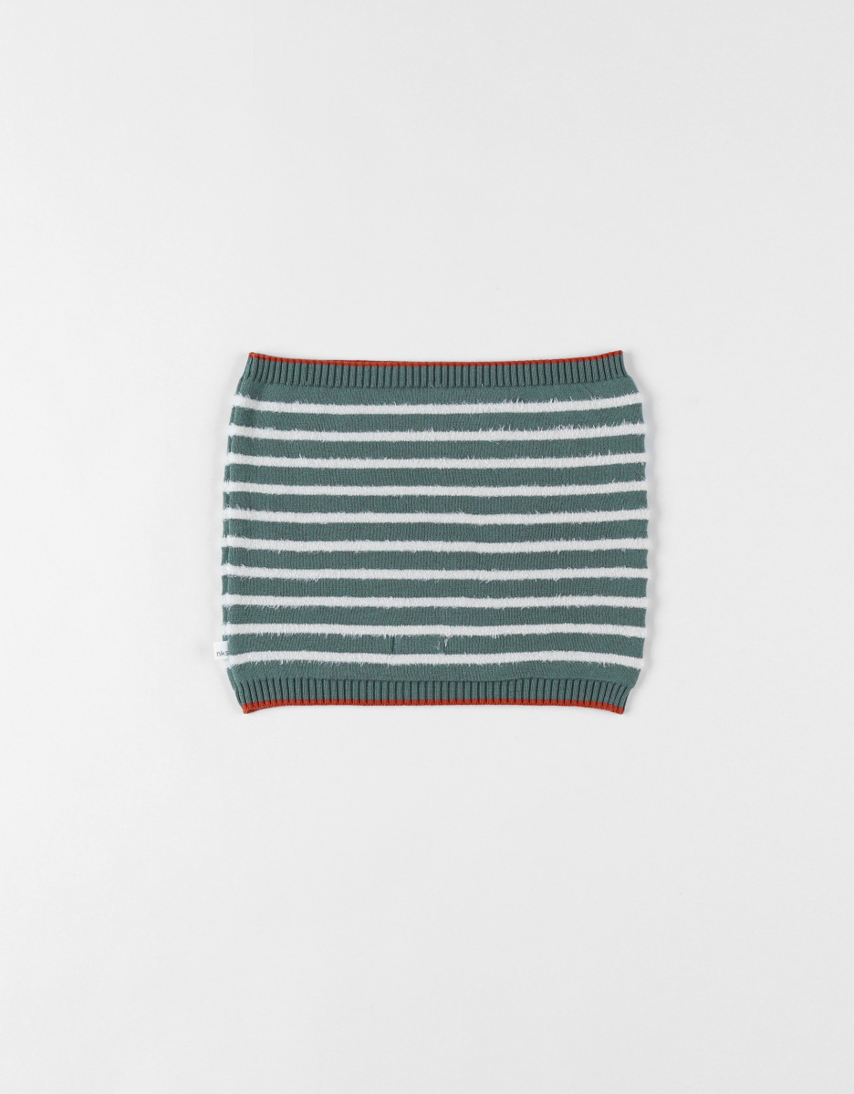 Striped tube scarf, dark green