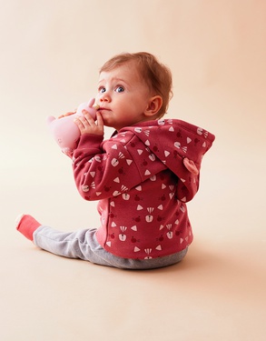 Sweatoloudoux sweatervest met een kap, donkerroos