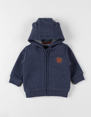 Sweater with hood and zip, marine blue