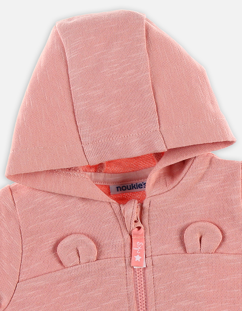 Organic cotton hoodie jacket, coral