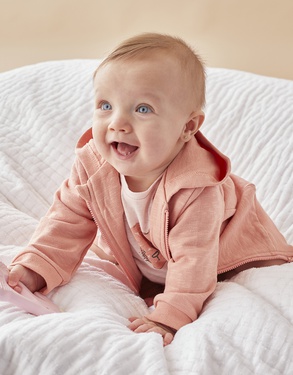 Organic cotton hoodie jacket, coral
