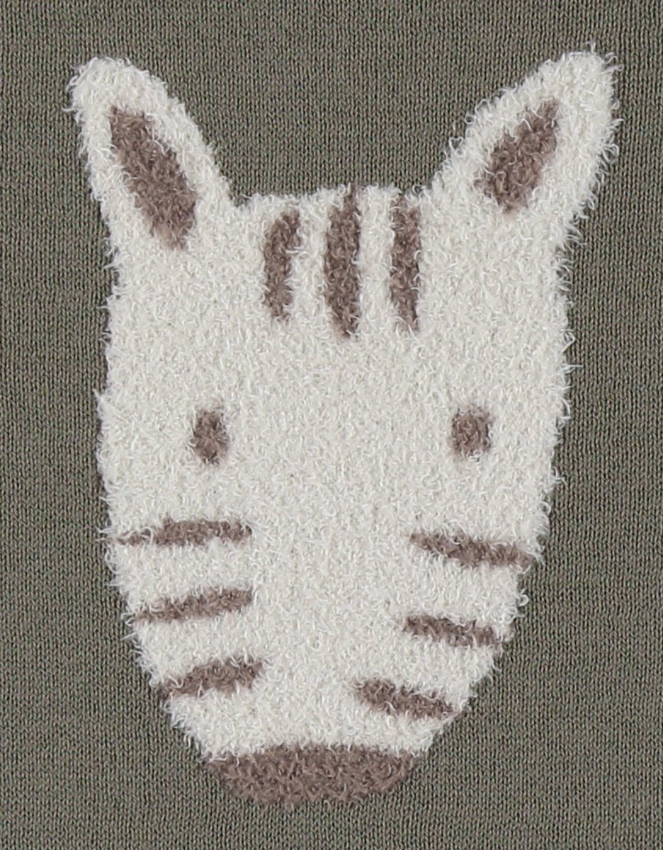 Grijze babypyjama met gebreide zebra
