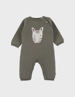 Grijze babypyjama met gebreide zebra
