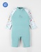Striped Anti-UV romper swimsuit, off-white