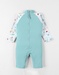 Striped Anti-UV romper swimsuit, off-white