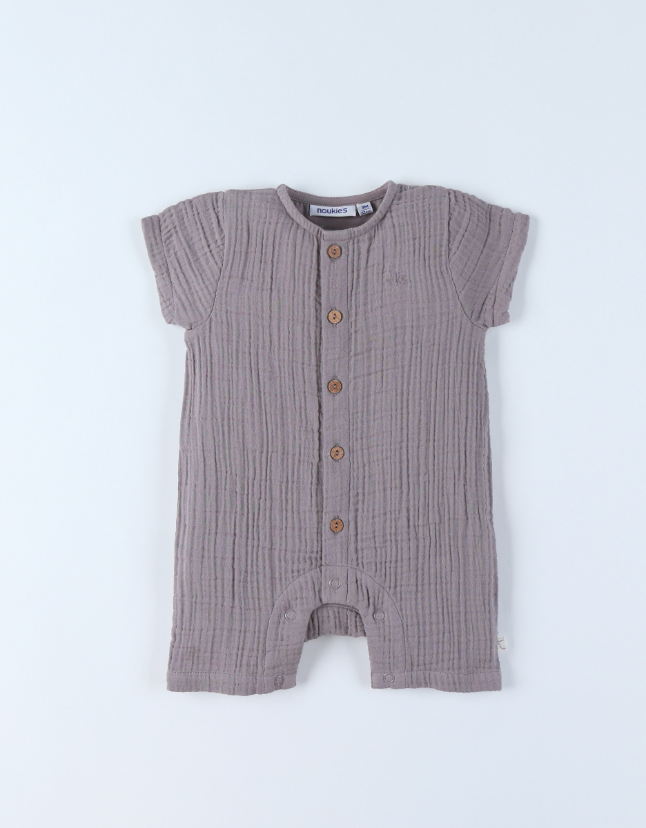 Combinaison bébé en mousseline brune 