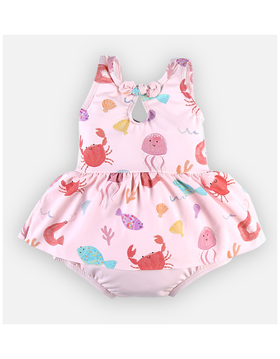 Maillot double protection à imprimés, rose