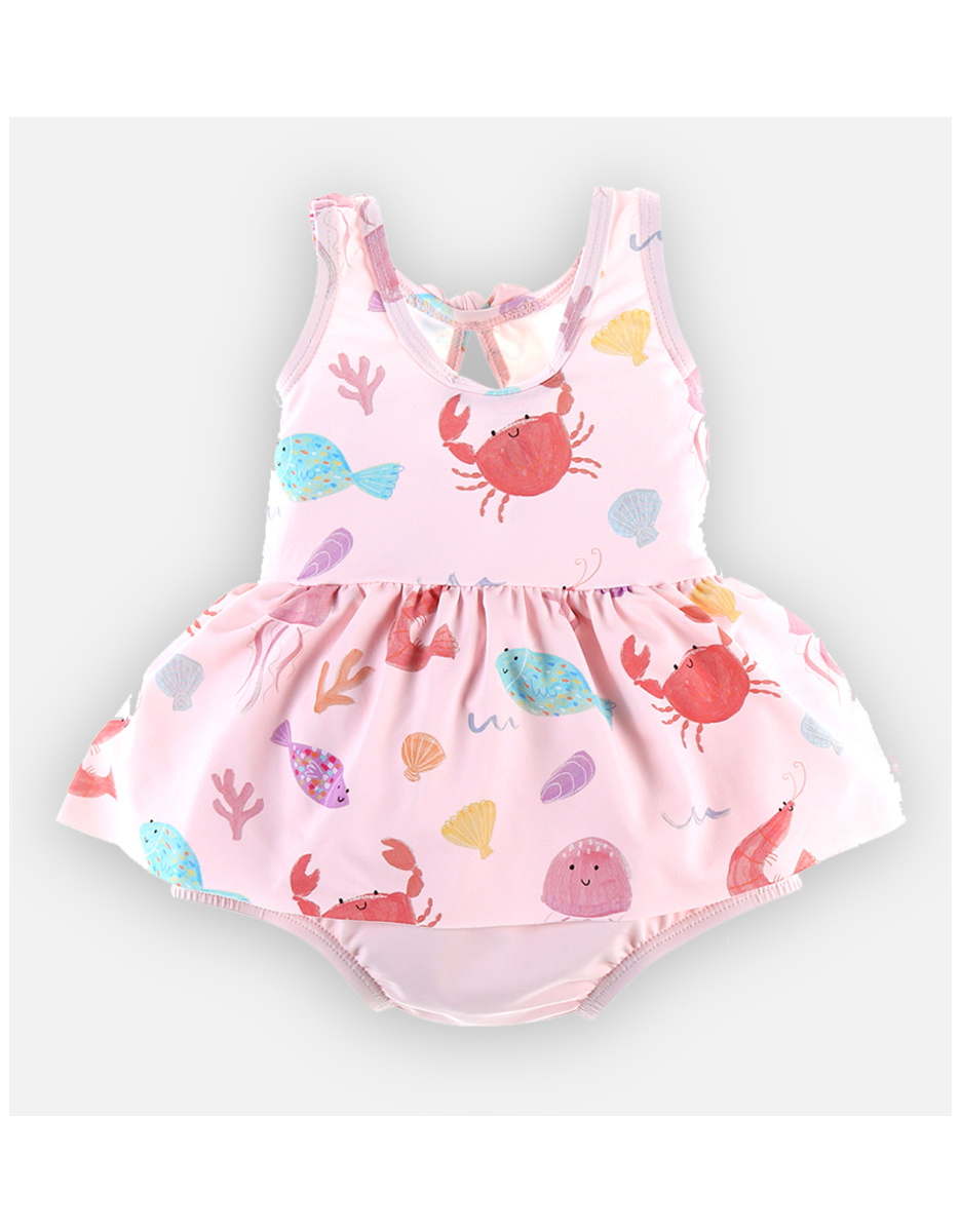 Maillot double protection à imprimés, rose