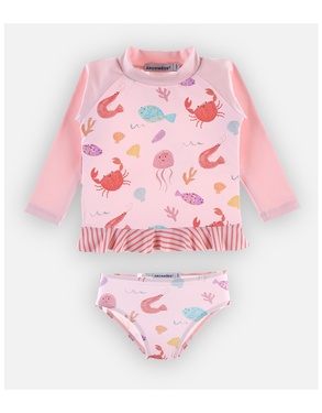 Anti-UV set with prints, pink