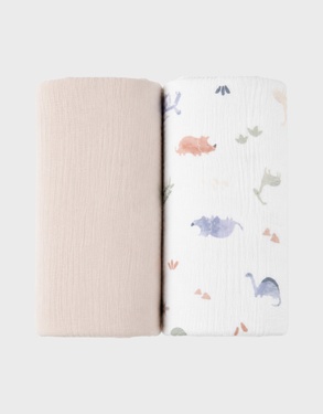 Lot de 2 langes 100*100cm, mousseline de coton bio