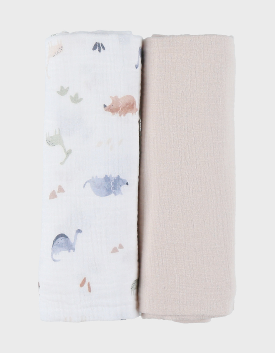 Lot de 2 langes 100*100cm, mousseline de coton bio